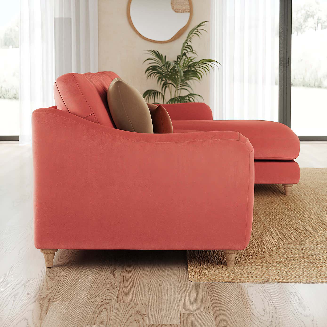 Hattie Matte Plush Velvet Corner Chaise Sofa