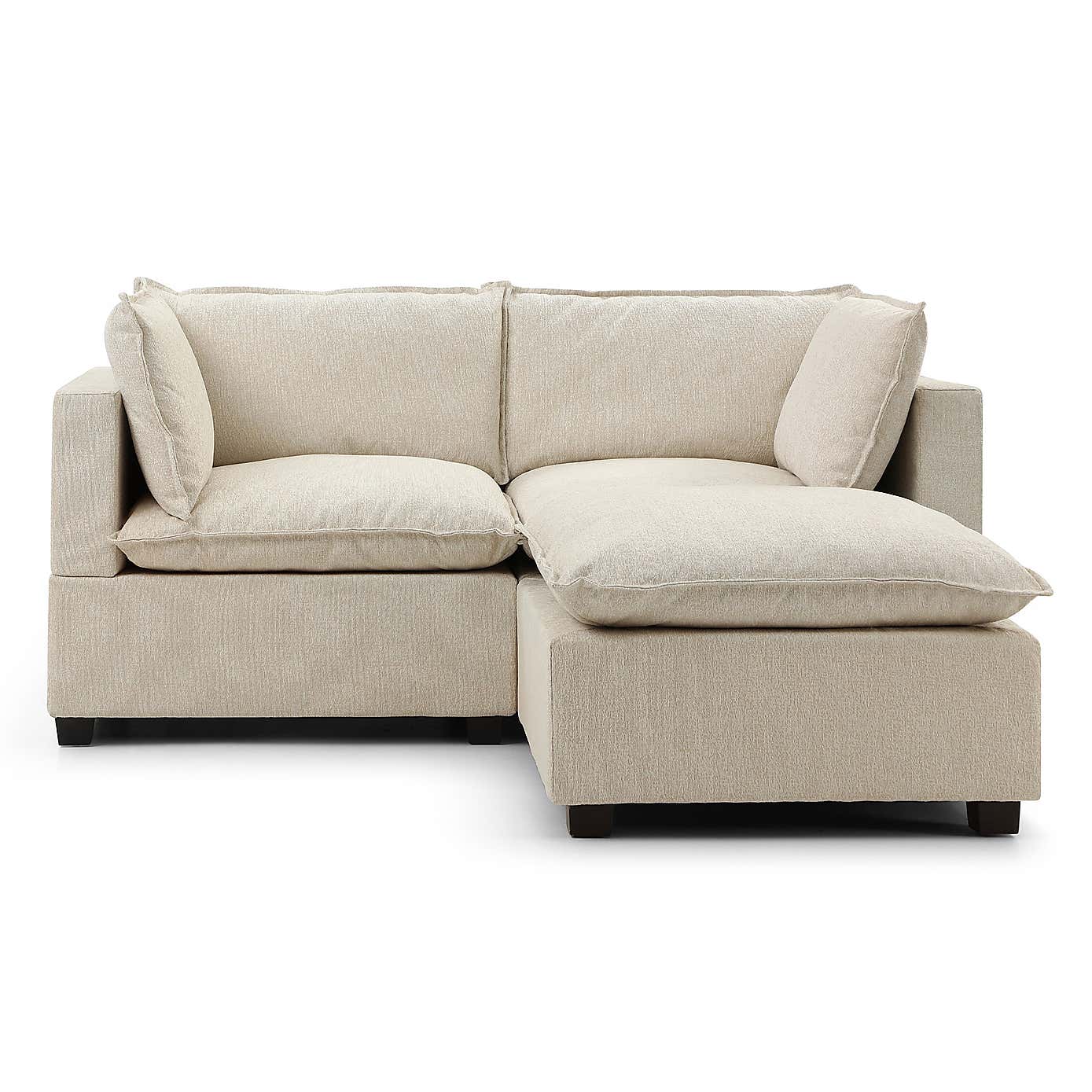 Moda 2 Seater Modular Sofa with Chaise, Natural Boucle