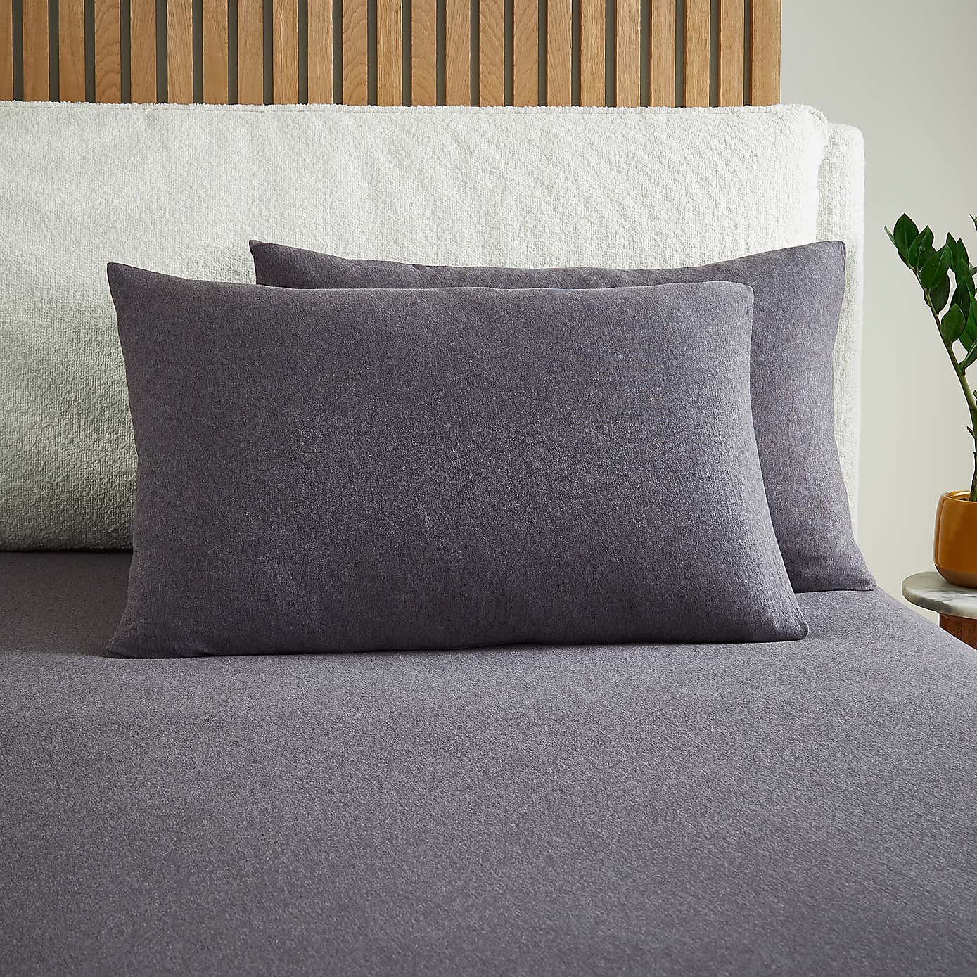 Elements Cotton Jersey Plain Standard Pillowcase​ Pair