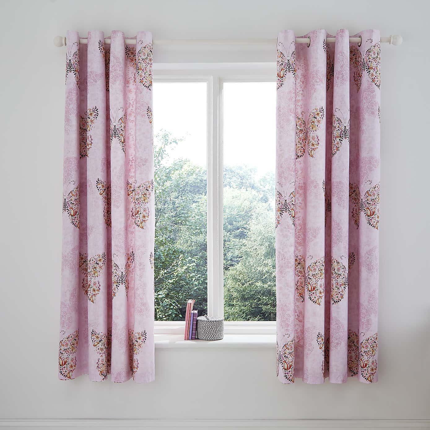 Catherine Lansfield Enchanted Butterfly Fully Reversible Eyelet Curtains