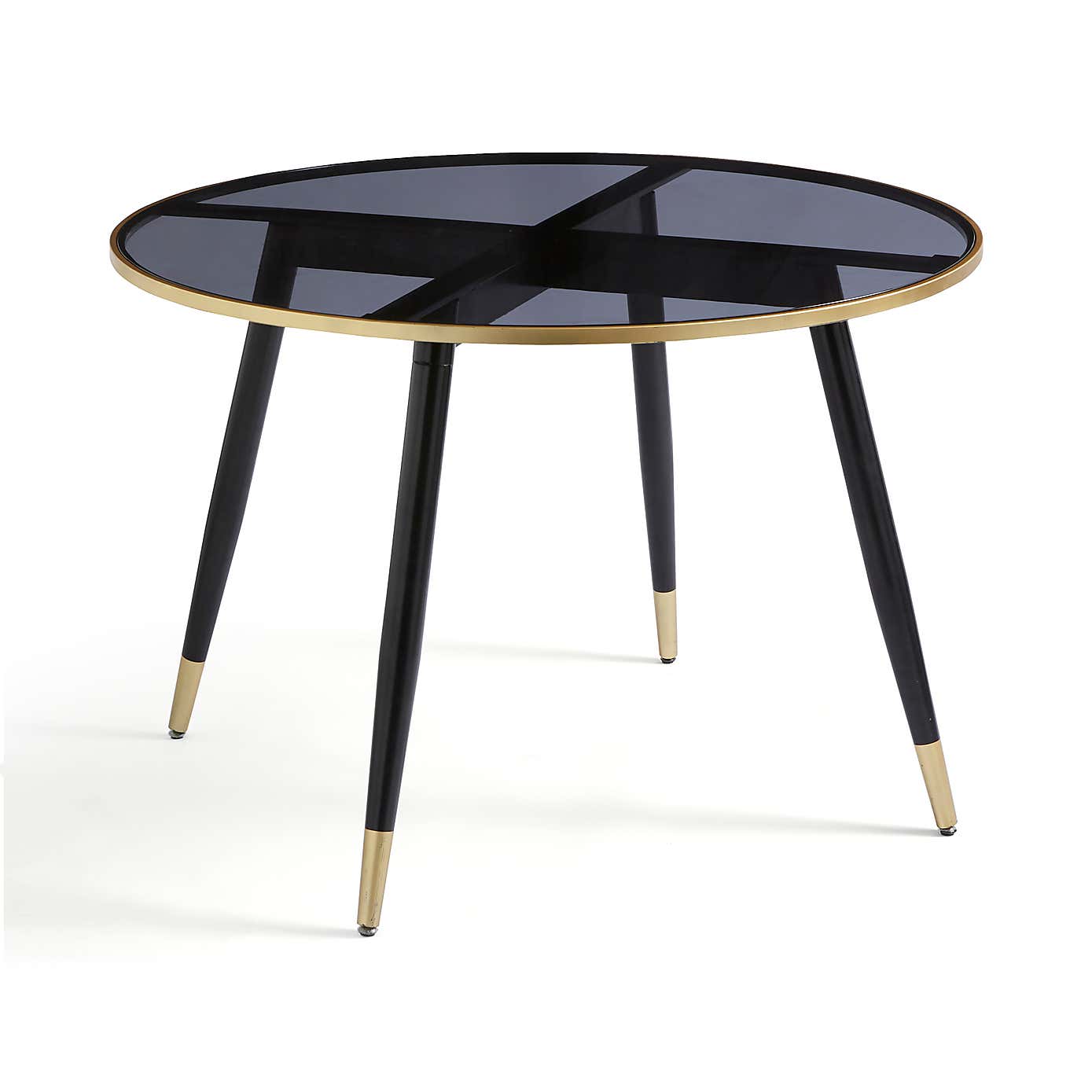 Sylvia Round Dining Table Black, Smoked Glass
