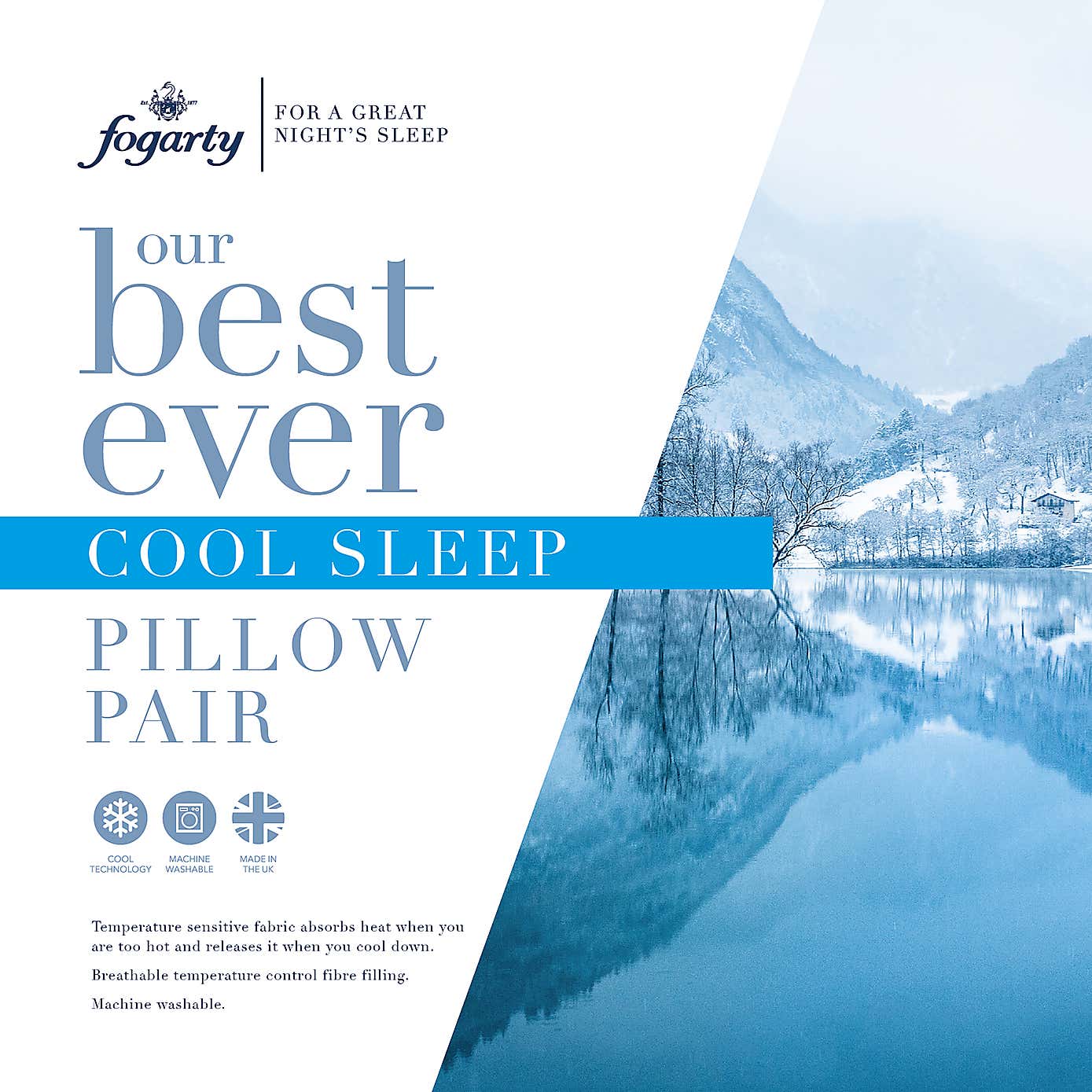 Fogarty Pack of 2 Cool Sleep Side Sleeper Pillows
