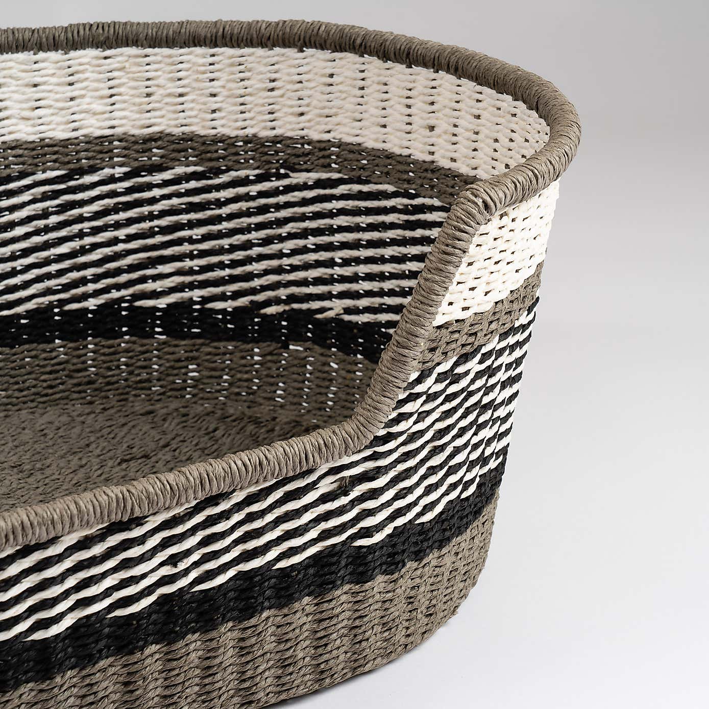 Grey Stripe Woven Pet Bed