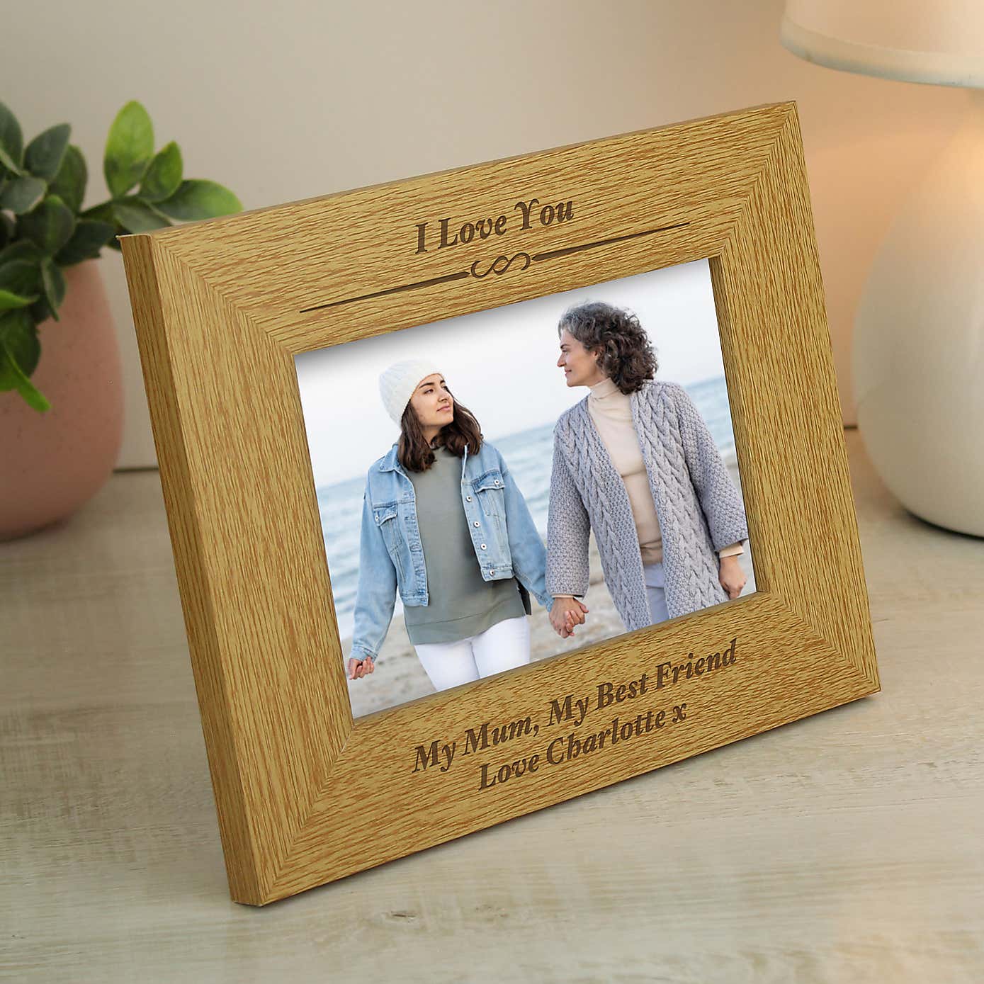 Personalised Formal Oak Effect Landscape Photo Frame