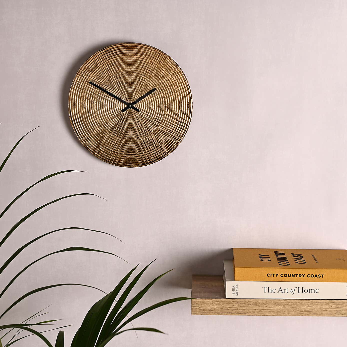 Interval Grooved Gold Metal Wall Clock