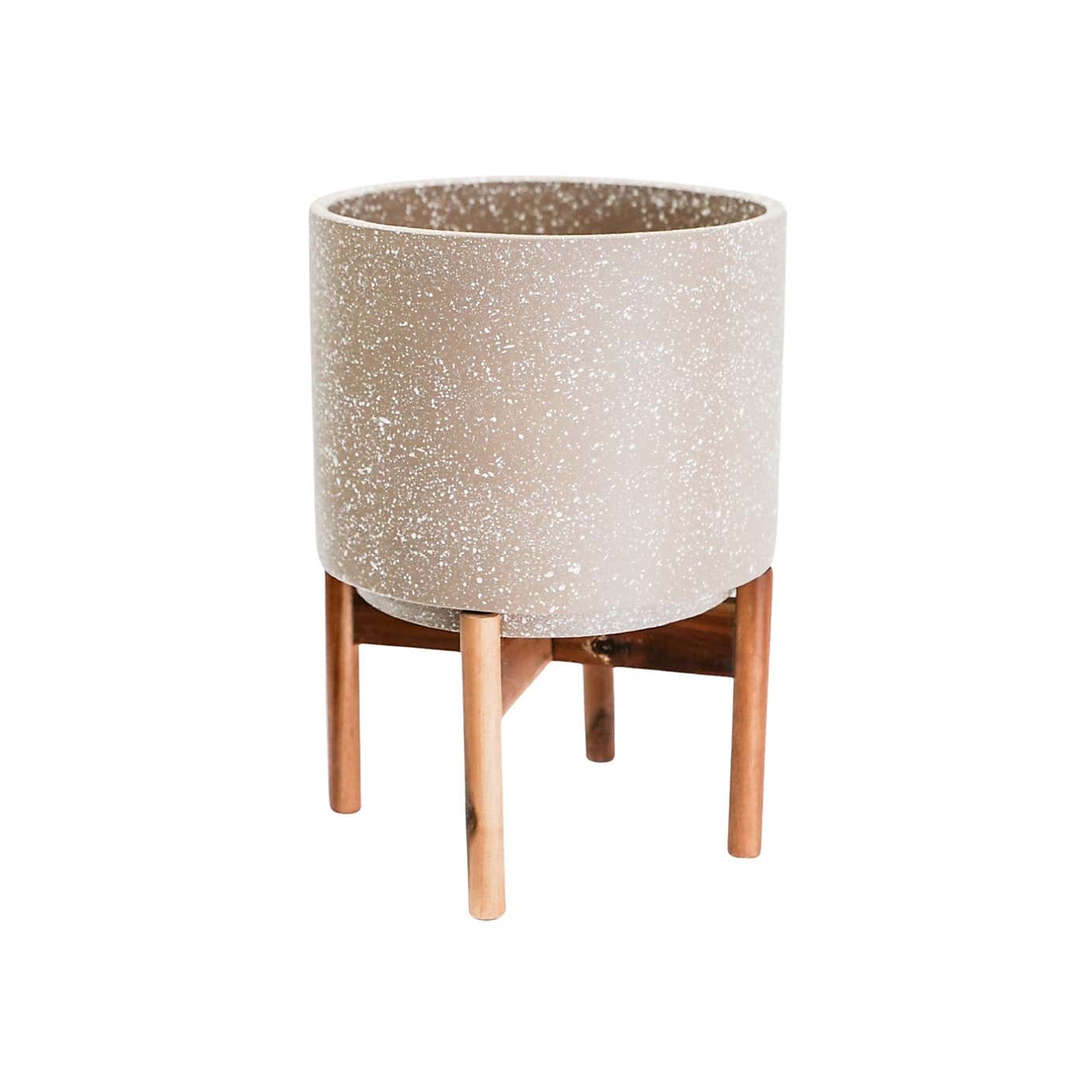 Valetta Speckled Ceramic Plant Pot with Stand