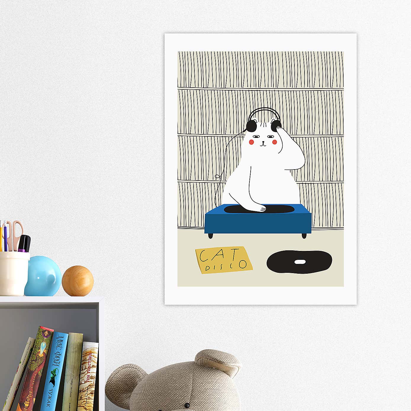 East End Prints Disco Cat by Seekprint Print