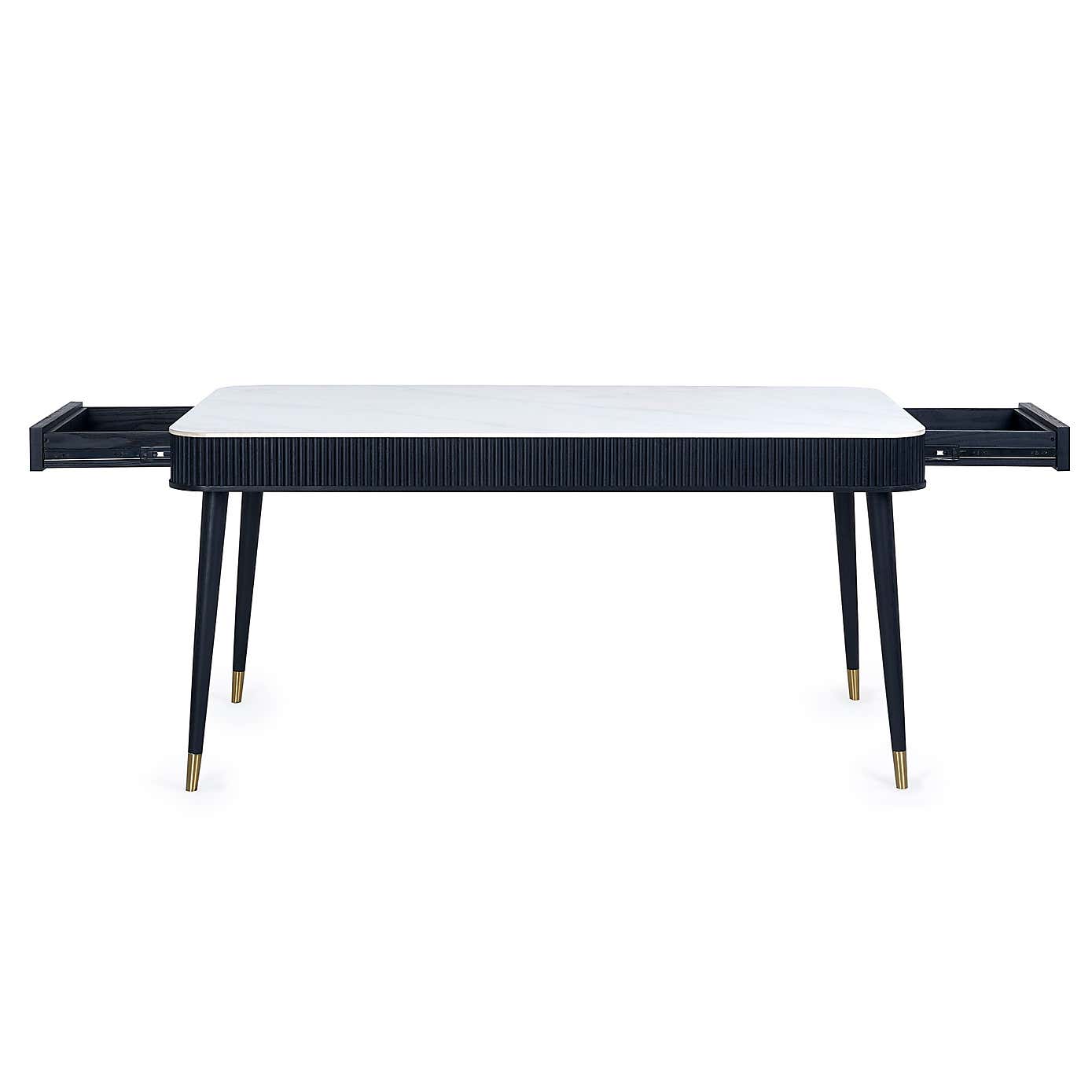 Louis Black Fluted Stone Dining Table