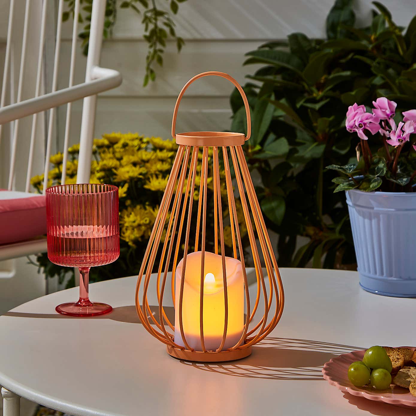 Metal Orange LED Indoor Outdoor Solar Lantern