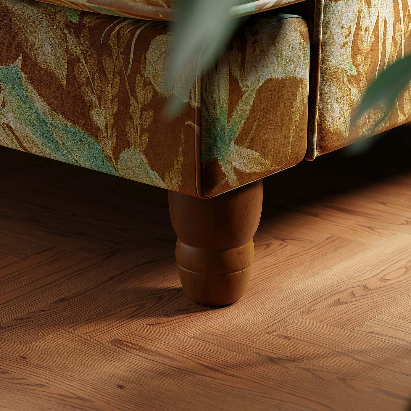 Beatrice Luxe Palm Velvet Snuggle Chair