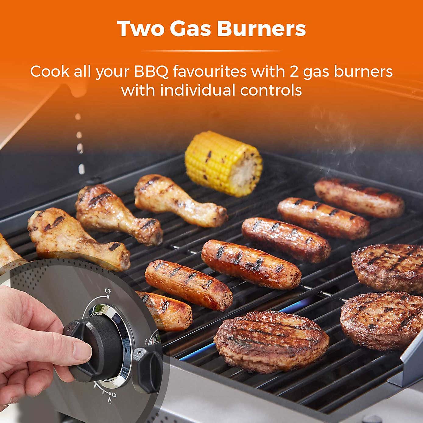 Tower Stealth 2000 Two Burner Gas BBQ, Black Steel