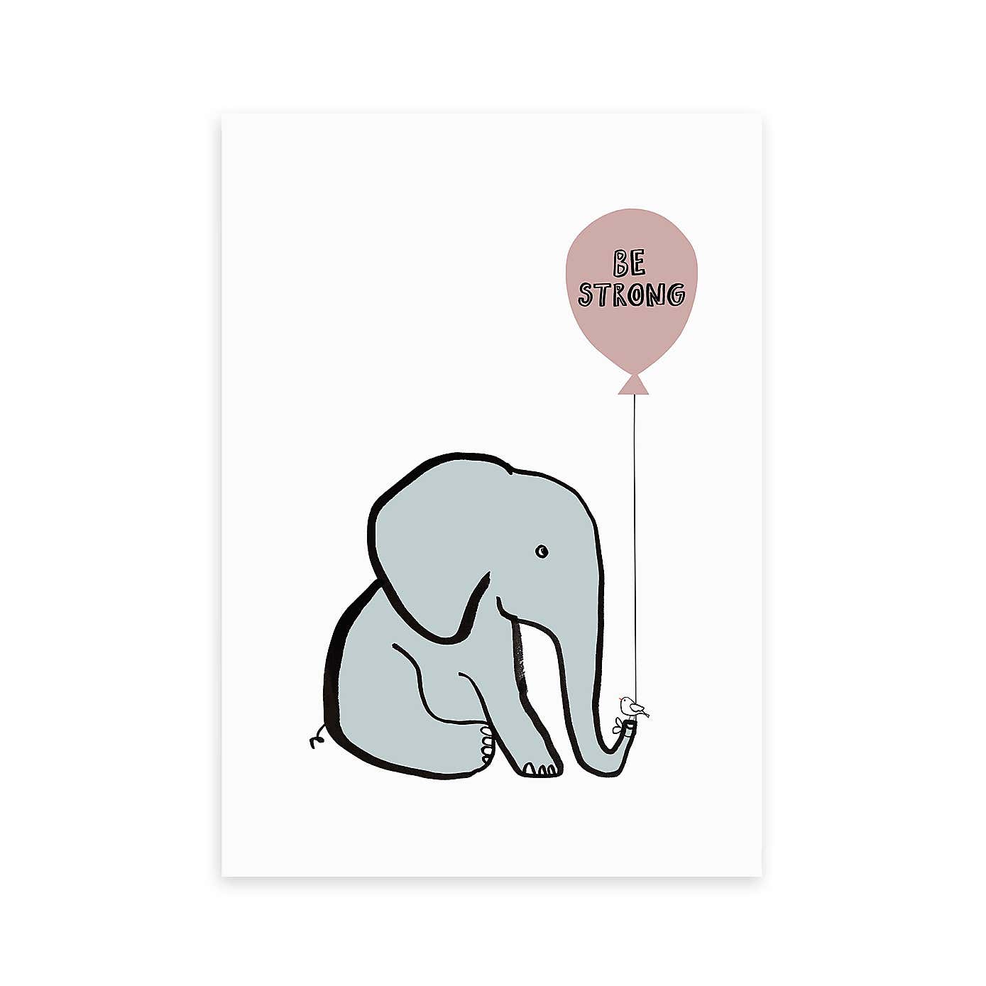 East End Prints Be Strong Elephant Print