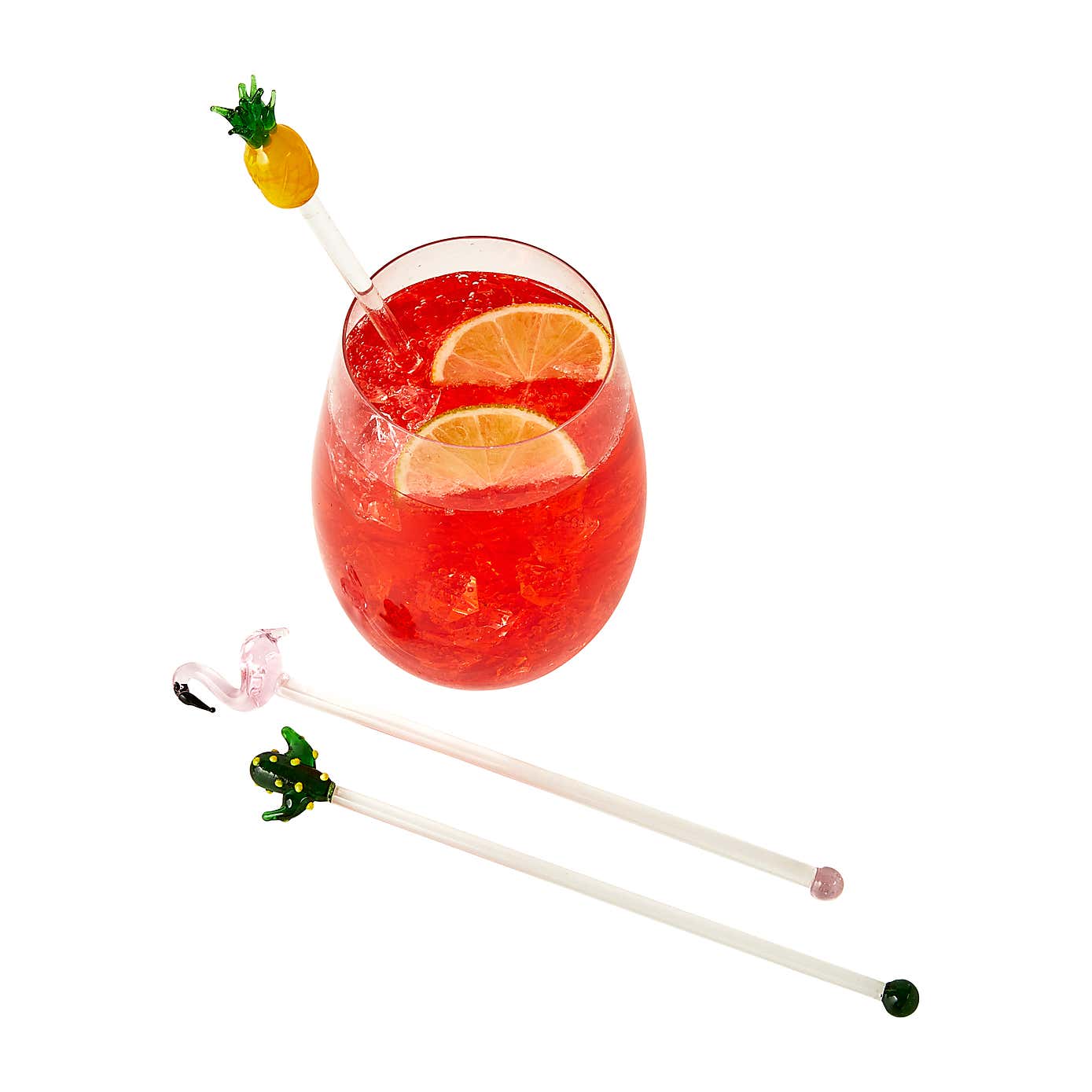 BarCraft Novelty Tropical Glass Cocktail Stirrers