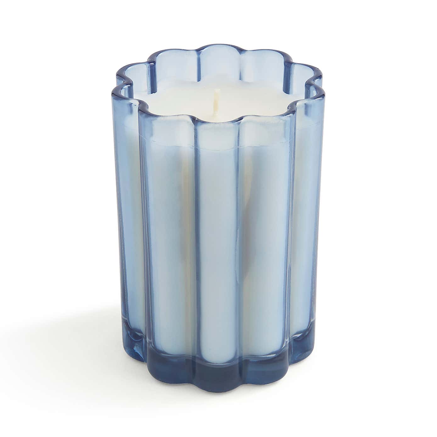 Ylang Ylang & Neroli Scalloped Blue Glass Candle