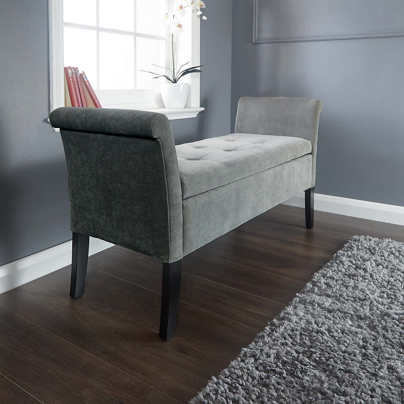 Balmoral Grey Chenille Window Seat