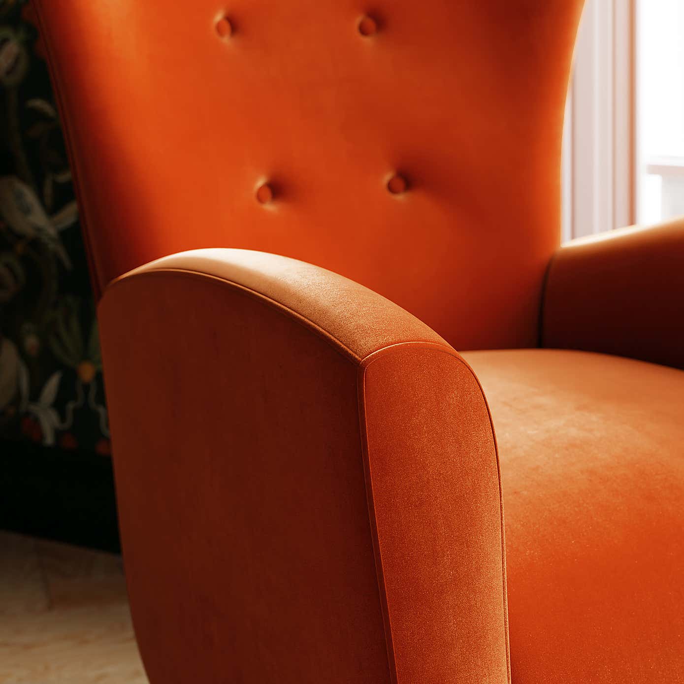 Sven Velvet Modern Wing Chair