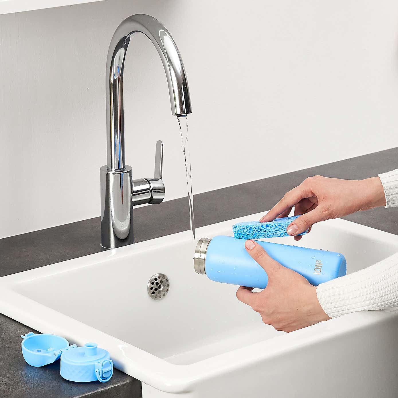 Ion8 Leak Proof Stainless Steel Slim Water Bottle, 600ml