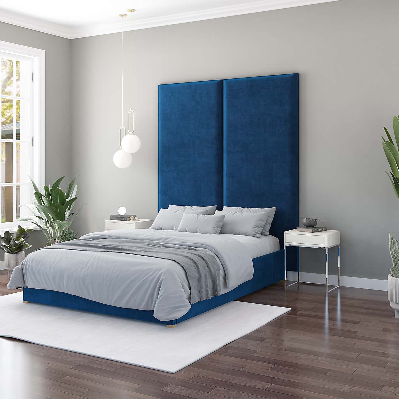 Hanging Wall Panel Dual Mount Plush Velvet Headboard