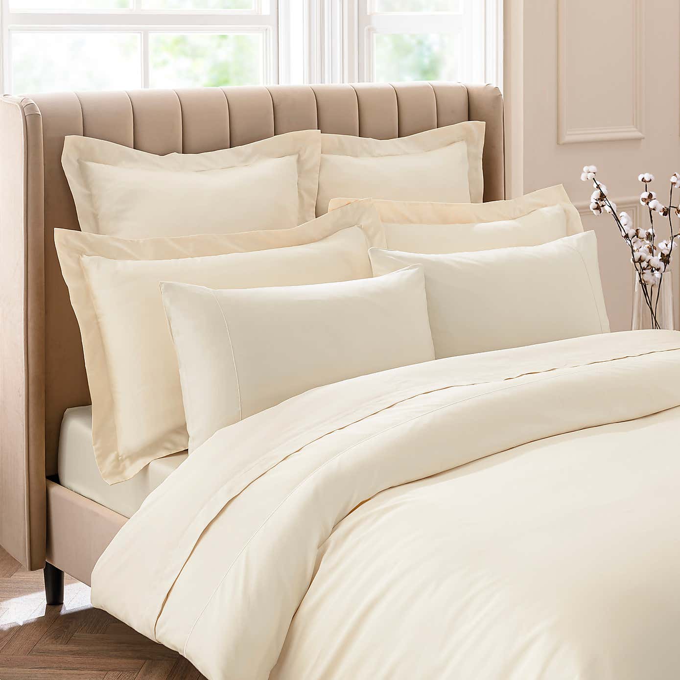 Dorma 300 Thread Count 100% Cotton Sateen Plain Cuffed Pillowcase