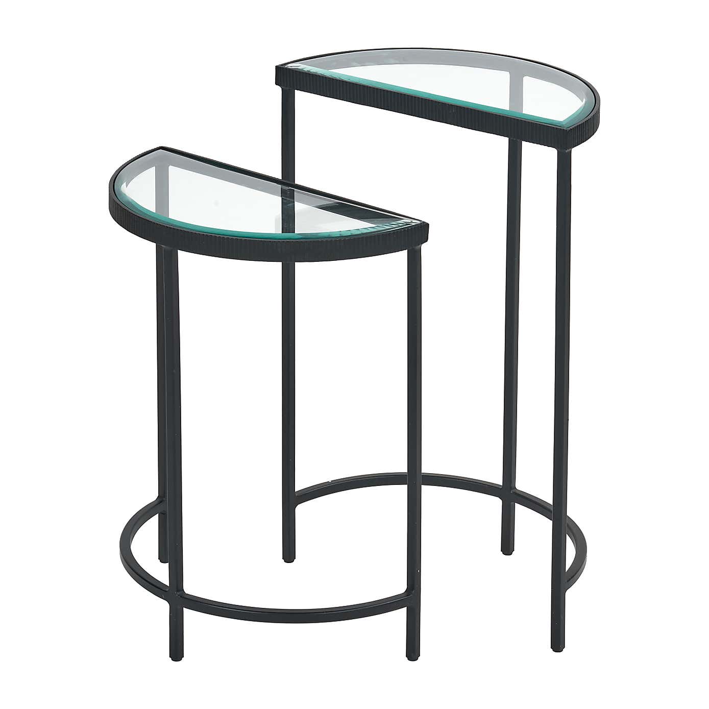 Marazzi Half Moon Side Tables, Bevelled Glass