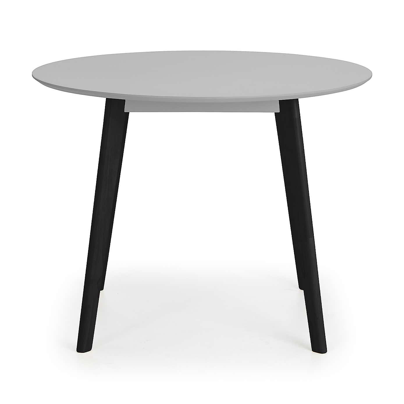 Casa 4 Seater Round Dining Table, Grey and Black