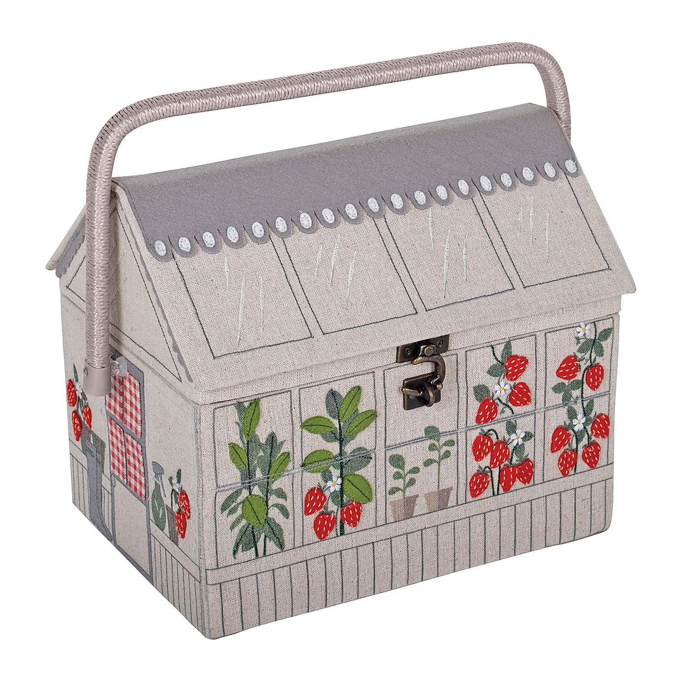 Hobby Gift Strawberry Greenhouse Embroidered Sewing Basket