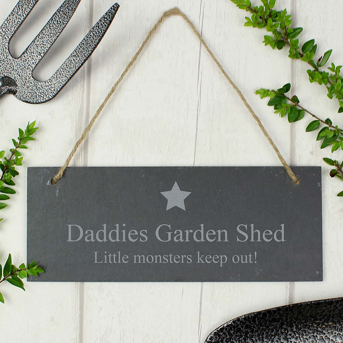 Personalised Star Motif Hanging Slate Plaque