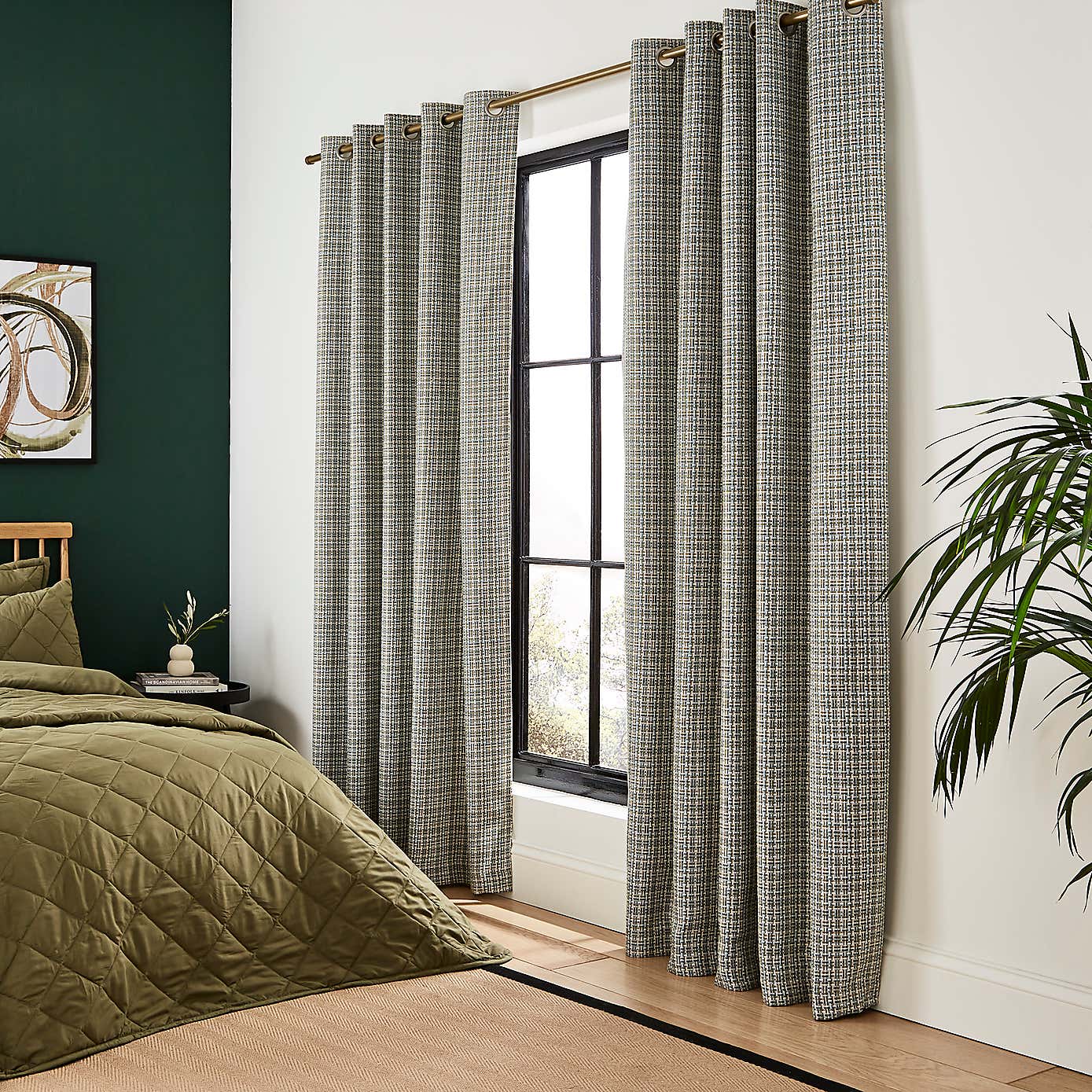 Beckett Basket Weave Blackout Eyelet Curtains