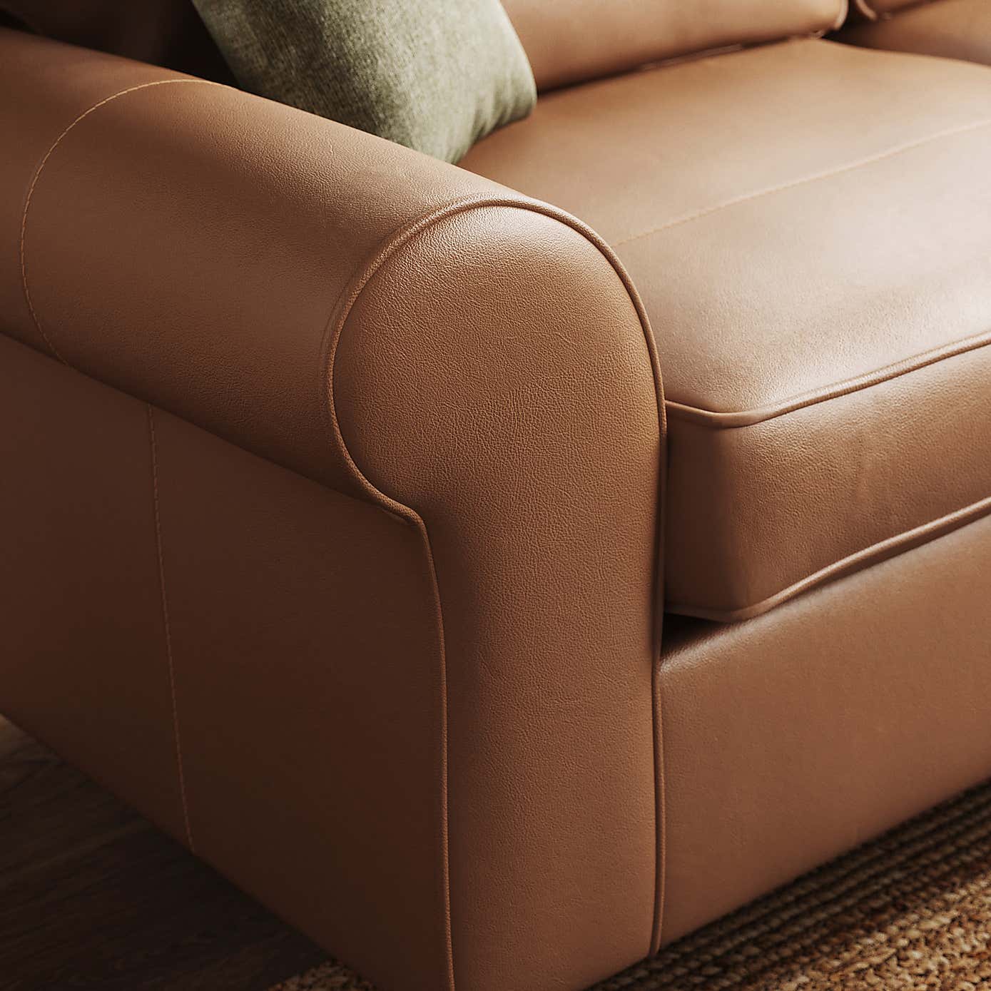 Flori Classic Leather 3 Seater Sofa