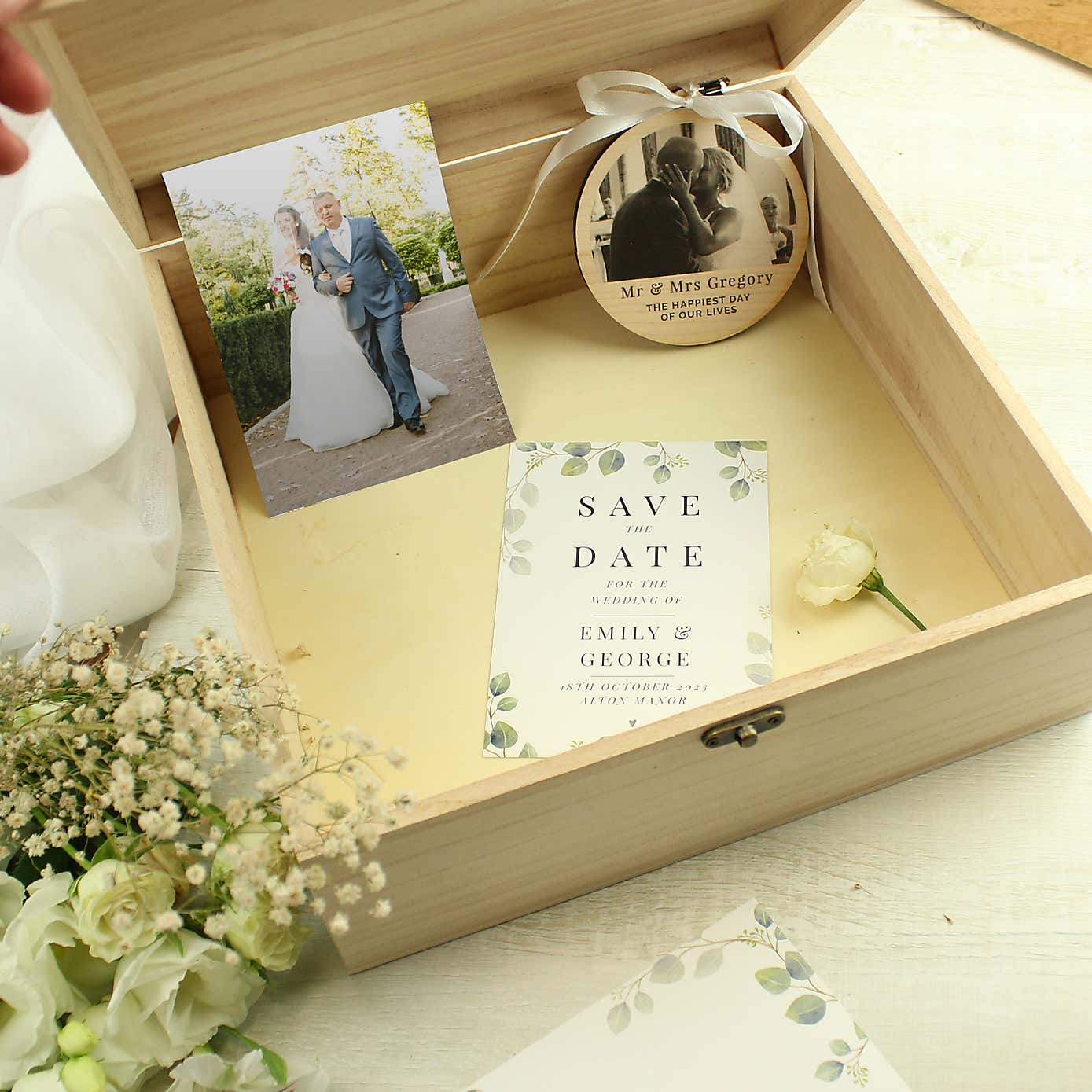 Personalised Botanical Wooden Keepsake Box