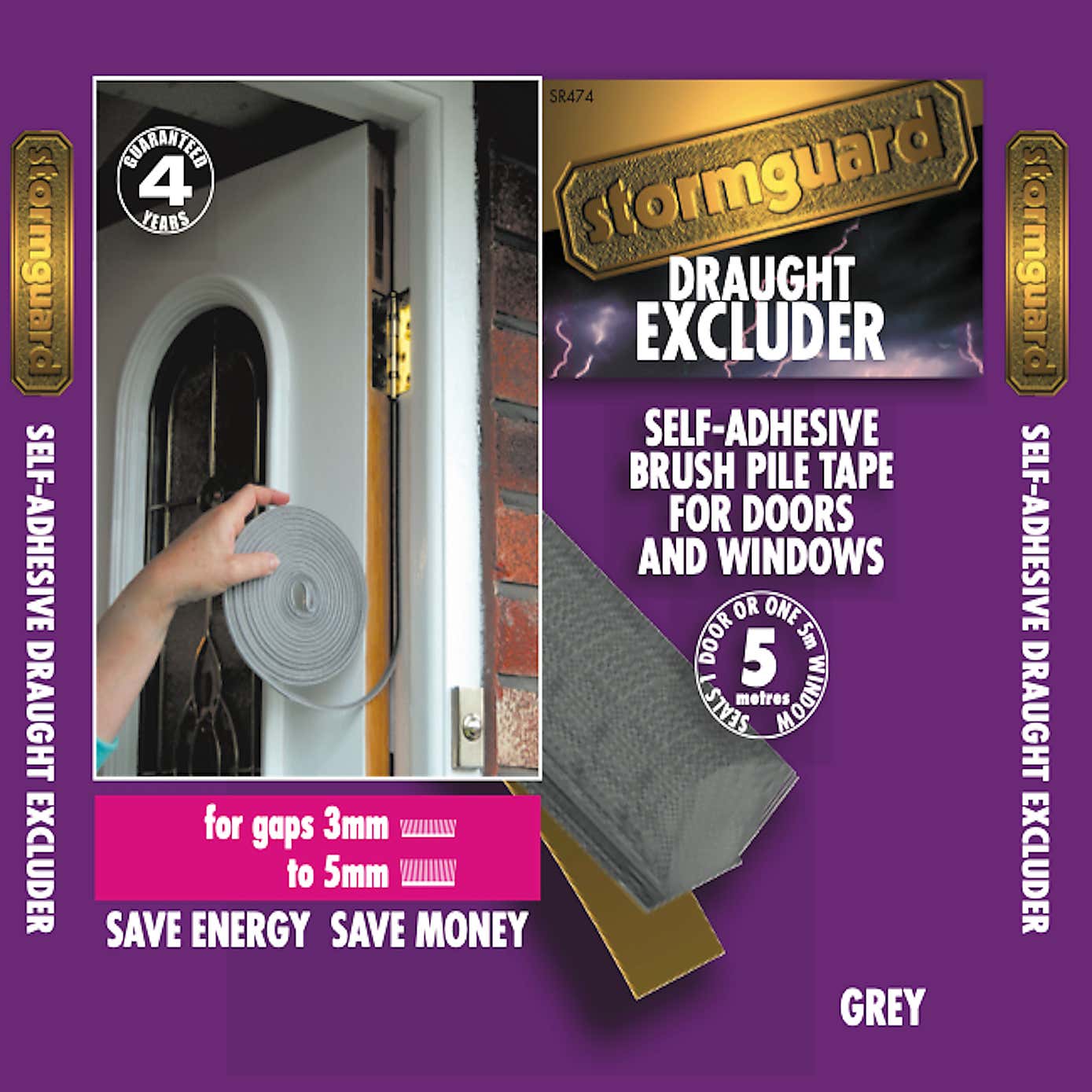 Stormguard Self Adhesive Brush Pile 5m Grey