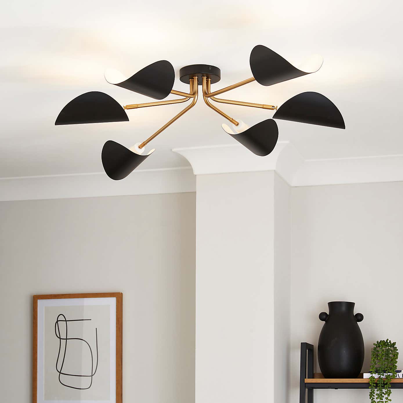 Elements Lyon 6 Light Semi Flush Ceiling Light