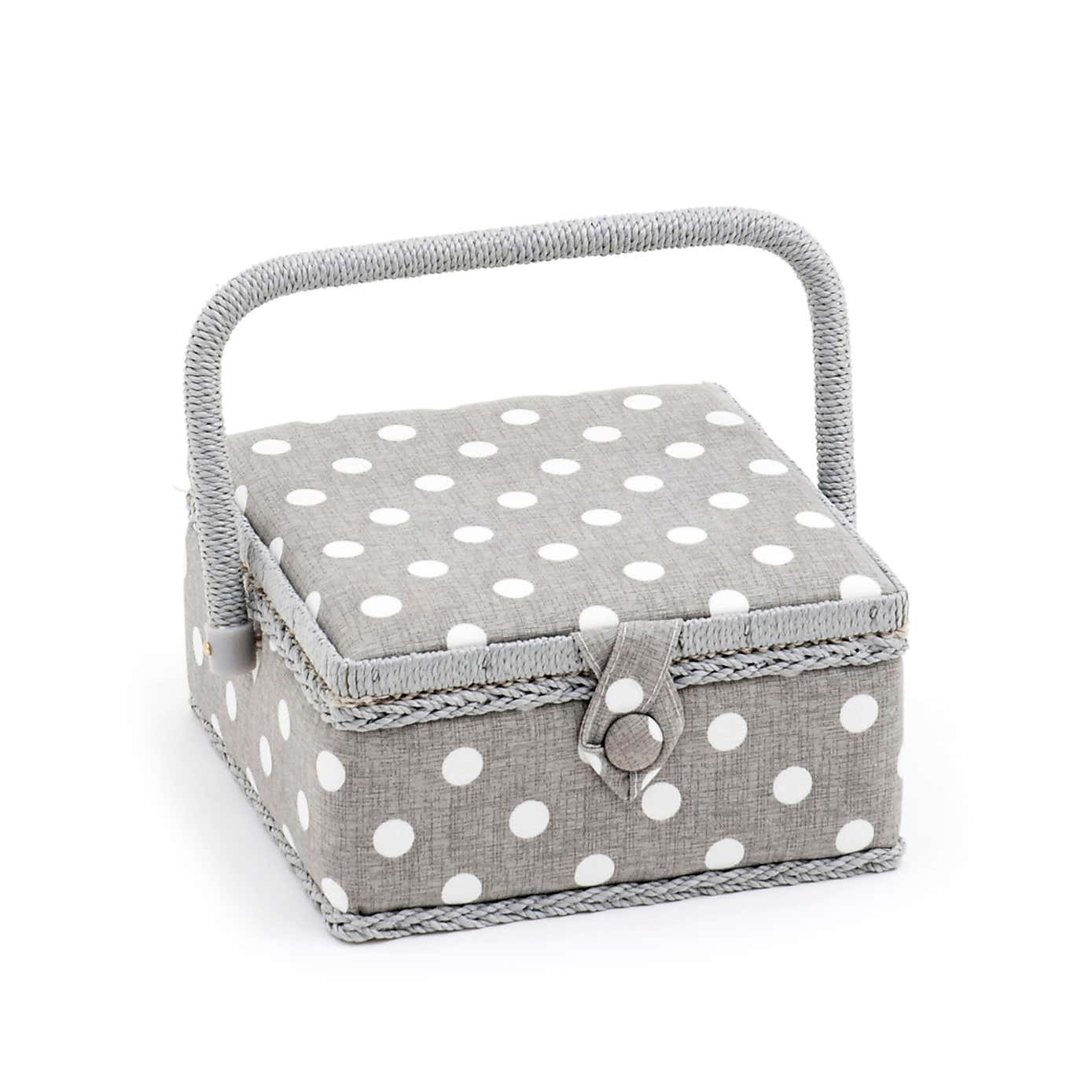 Grey Polka Dot Small Sewing Box