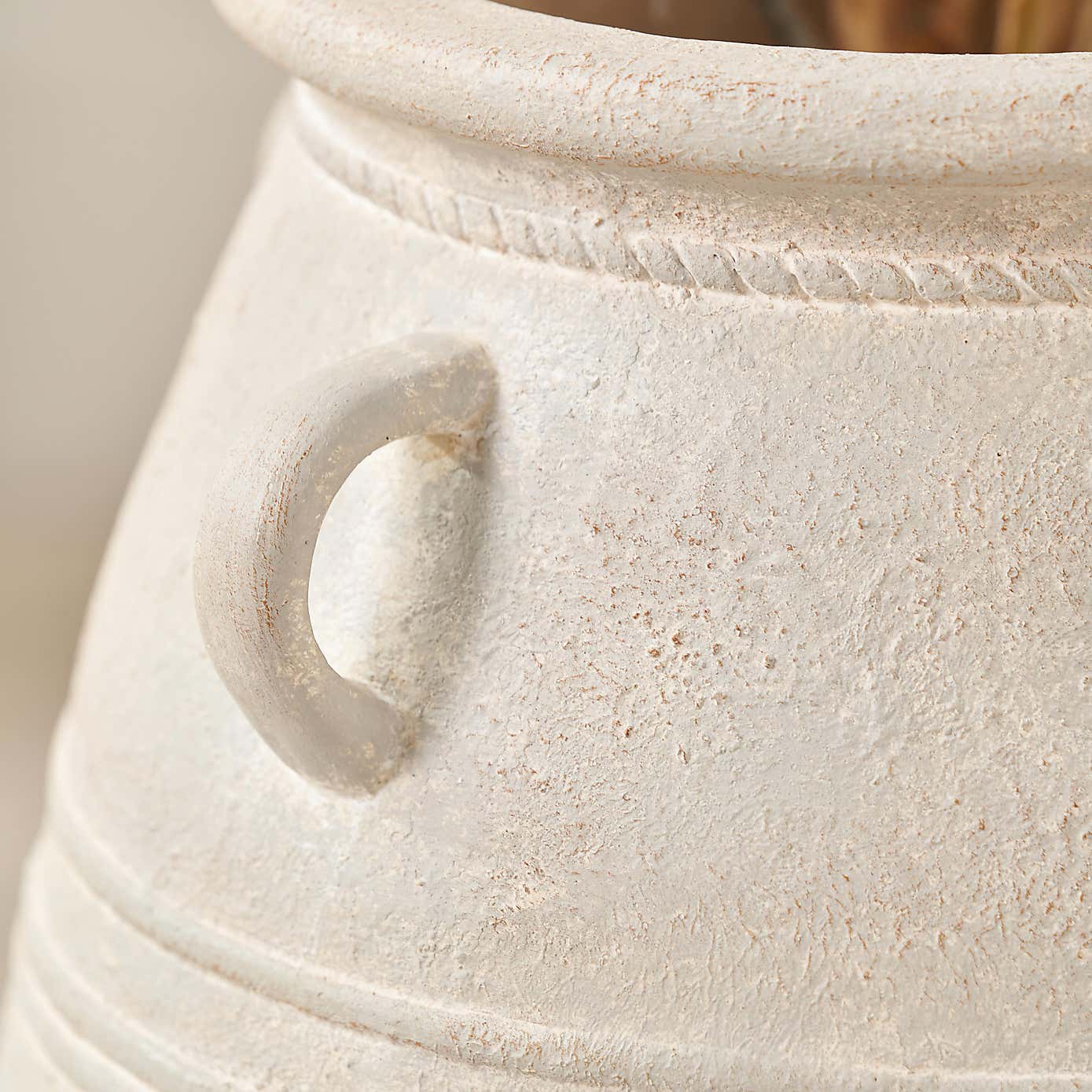 Grey Wash Fibrestone Decorative Vase with Handles