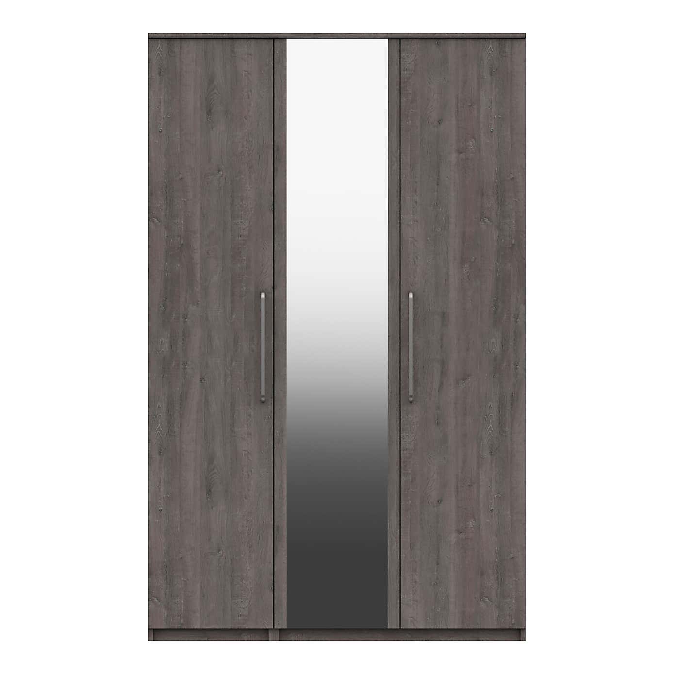 Parker Beige 3 Door Mirrored Wardrobe
