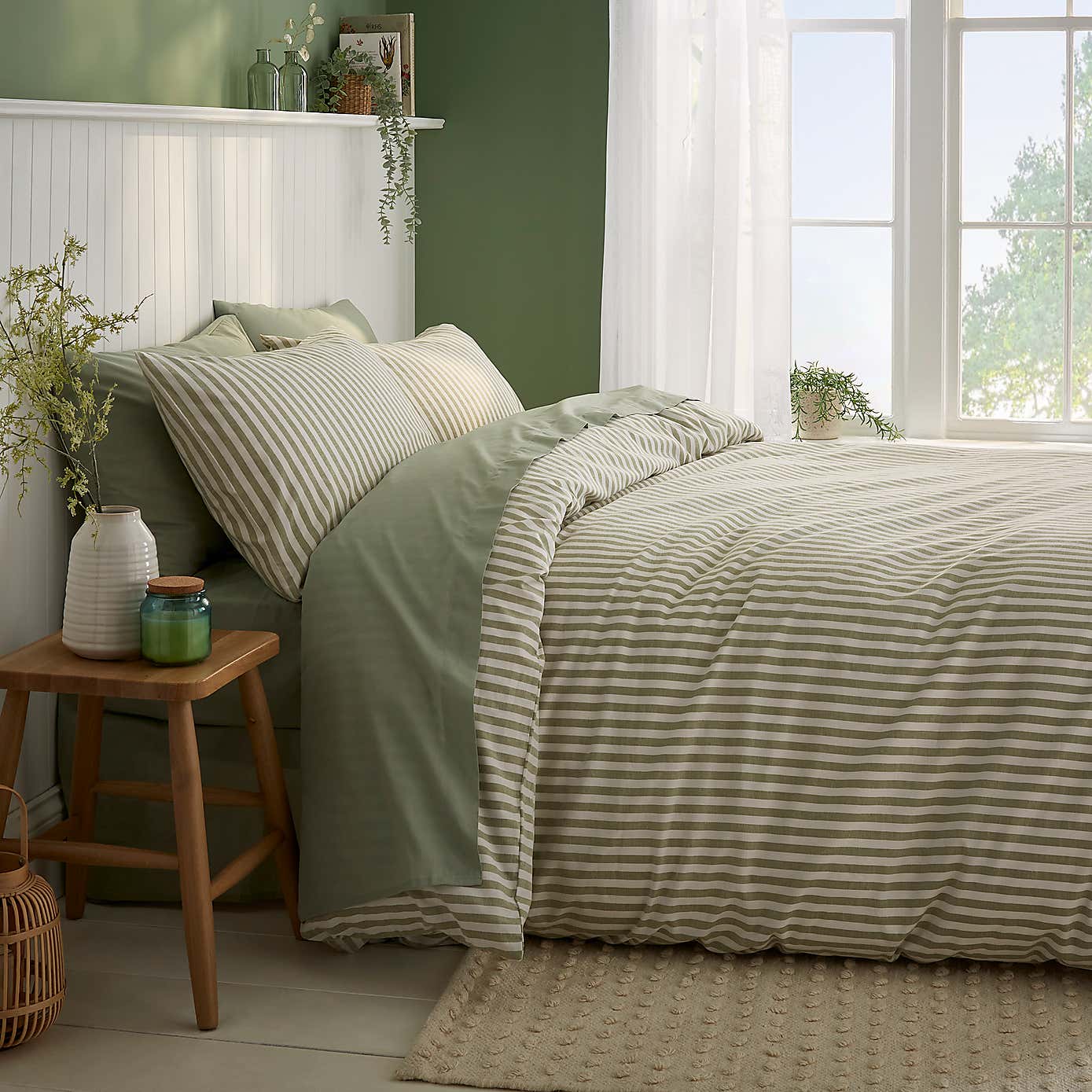Portloe Stripe Cotton Duvet Cover & Pillowcase Set