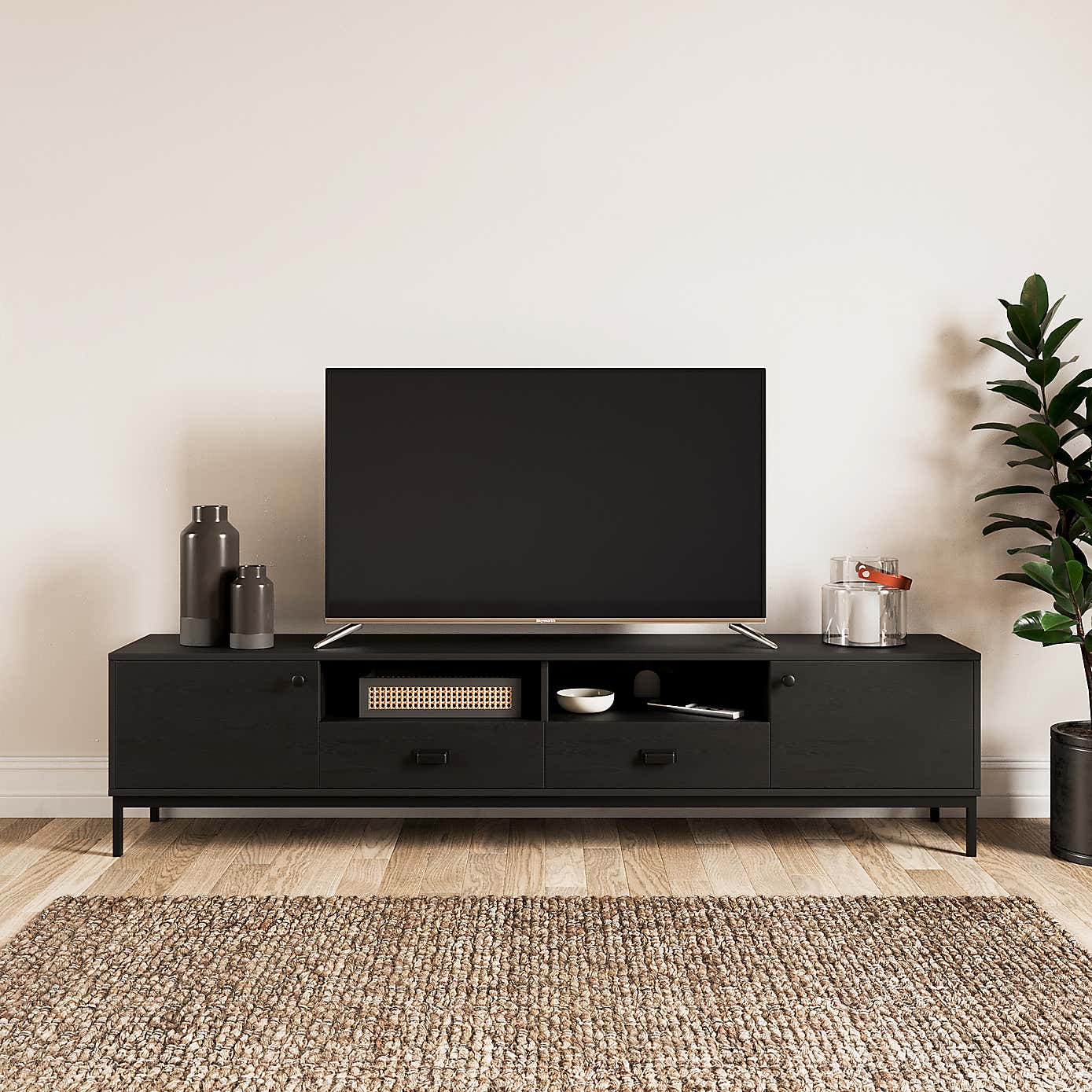 Fulton Black Wide TV Stand