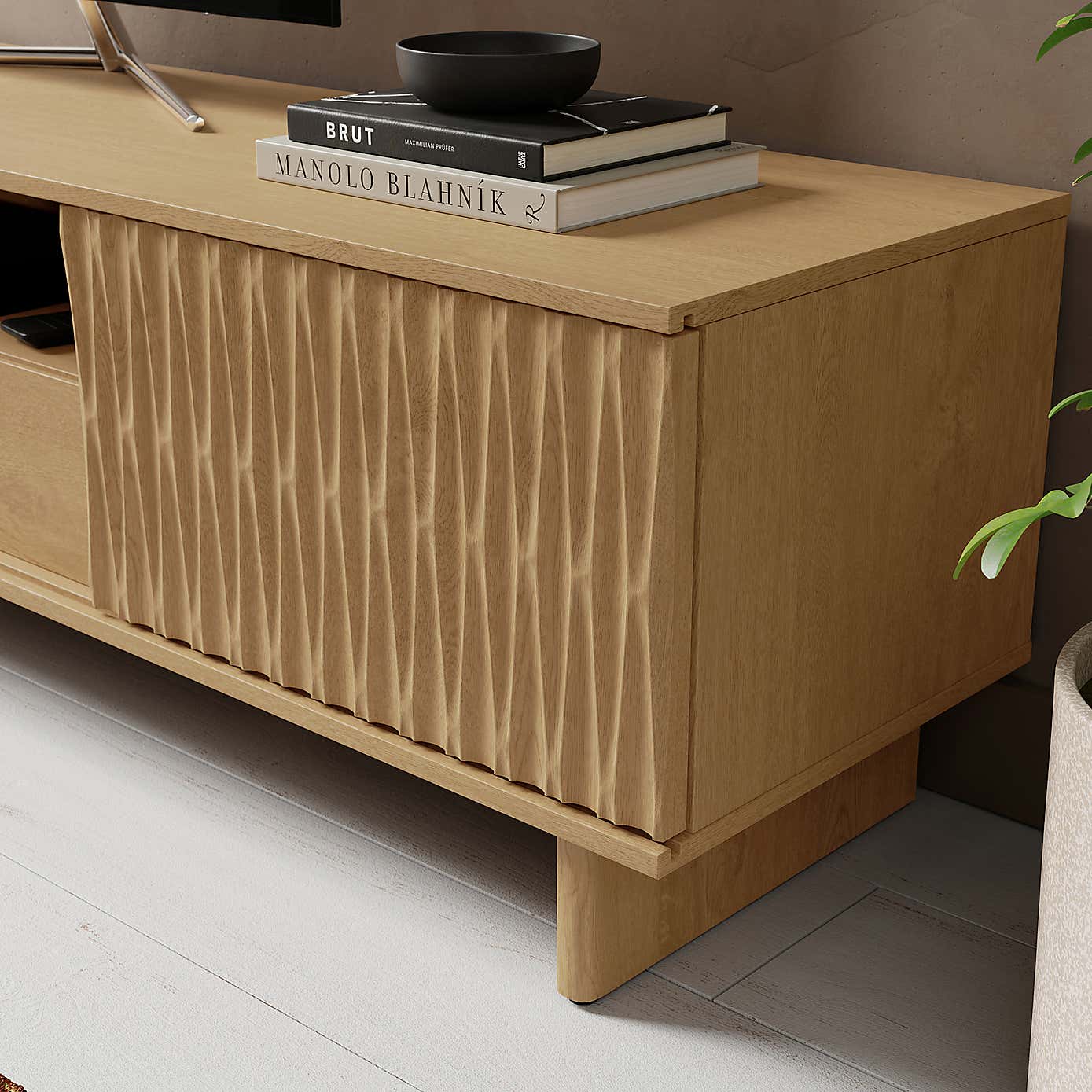 Inga Extra Wide TV Unit for TVs up to 75", Oak Effect