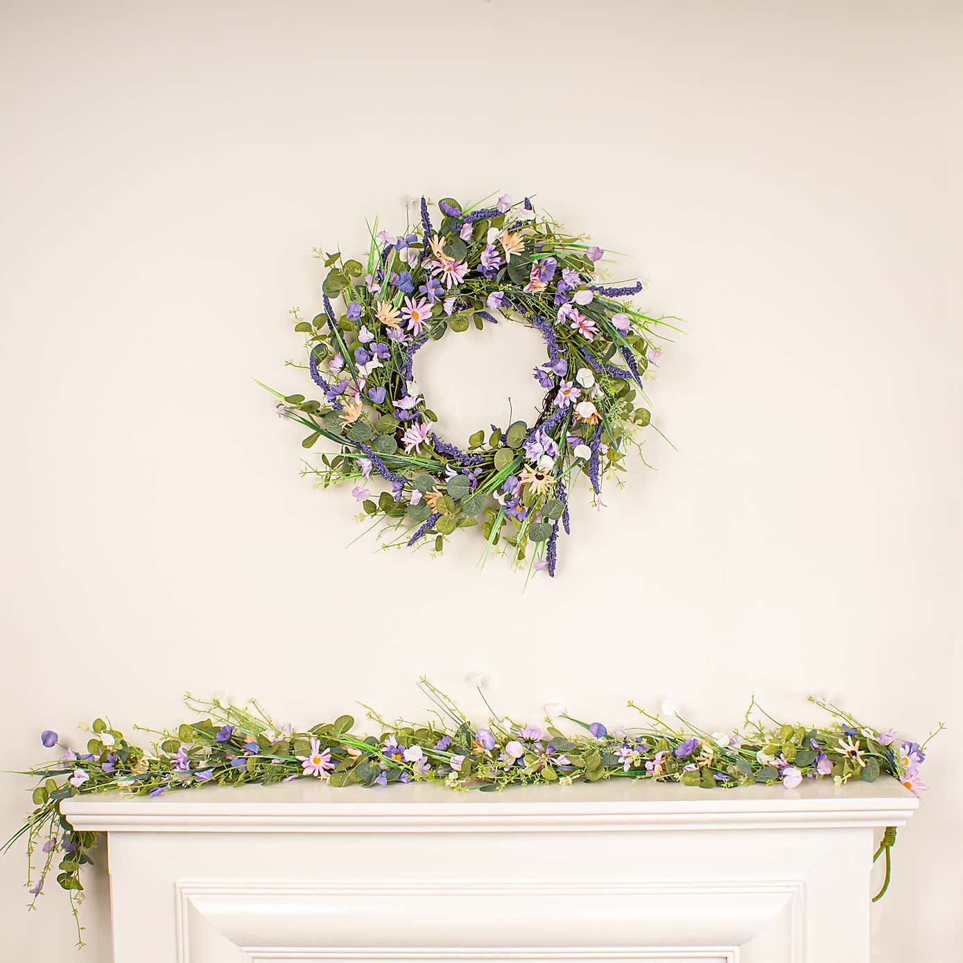 Artificial Purple Spring Florals Garland
