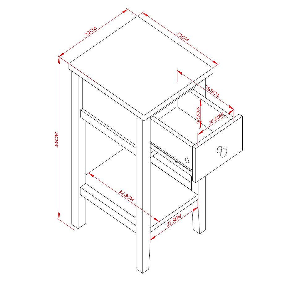 Lynton 1 Drawer Small Bedside Table