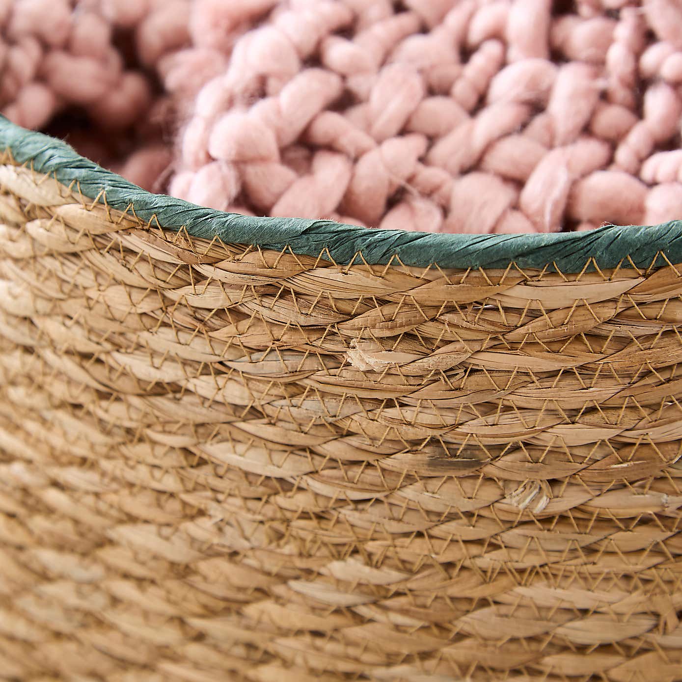 Rush Storage Basket with Trim