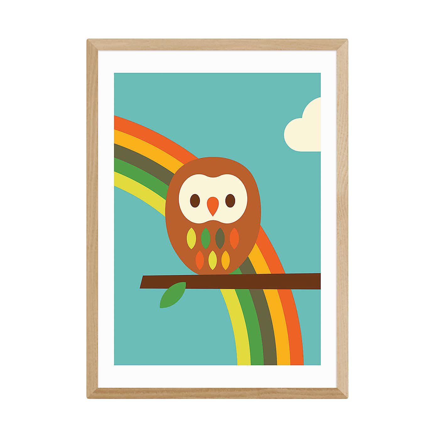 East End Prints Owl and Rainbow Print