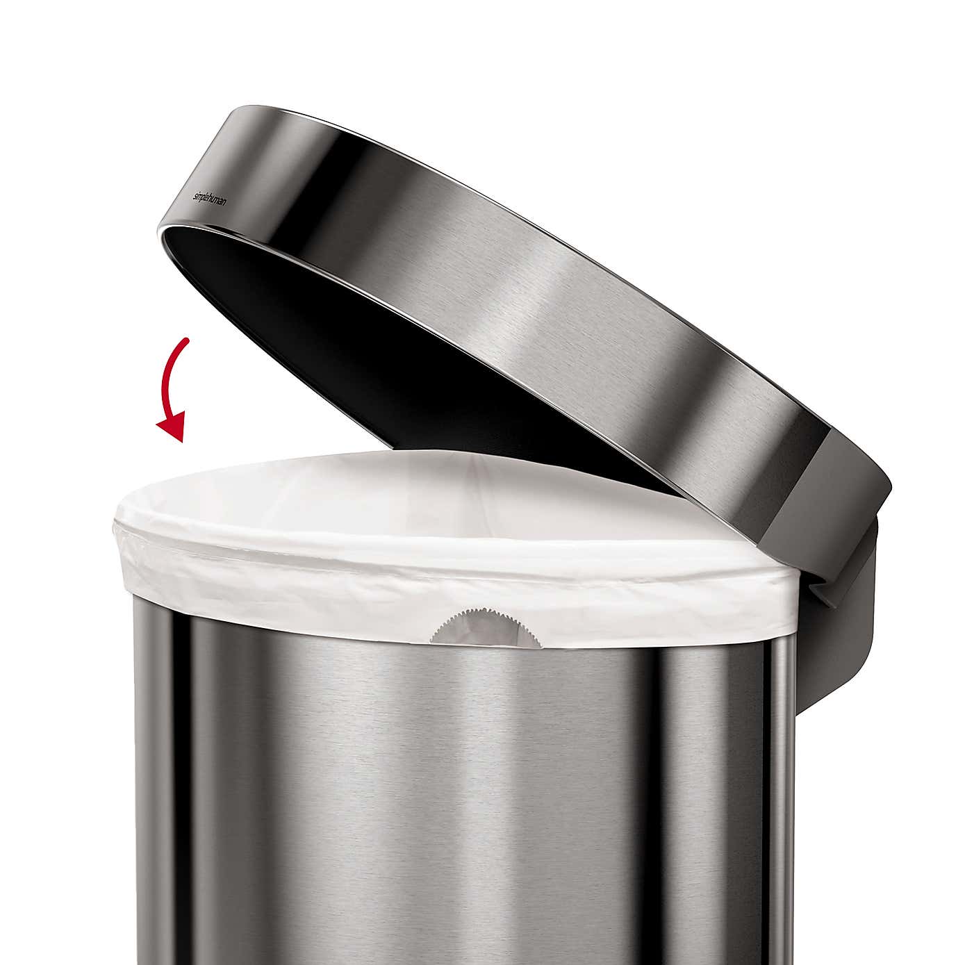 simplehuman Fingerprint Proof 45 Litre Semi Round Pedal Bin