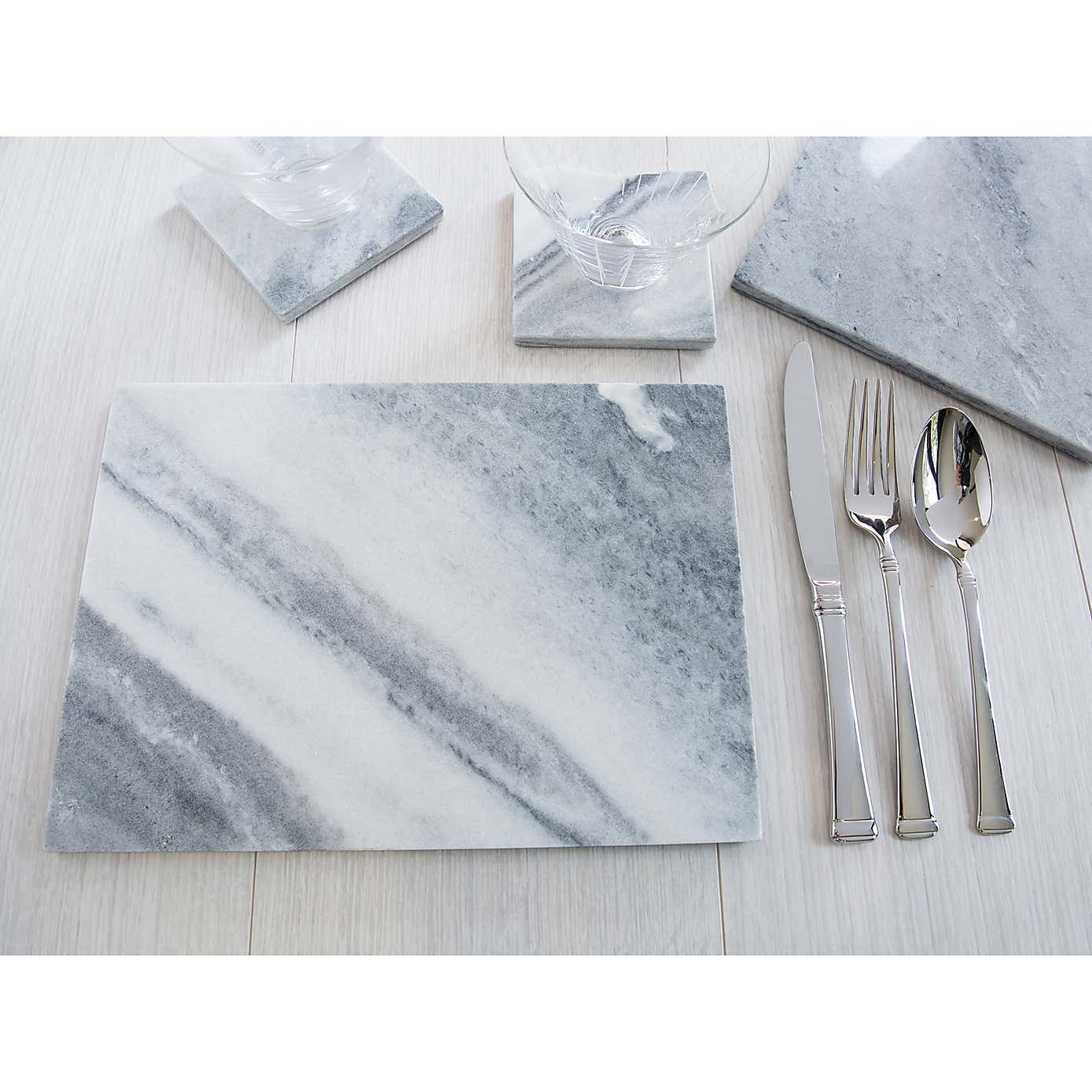 Creative Tops Naturals Set of 2 White Marble Placemats