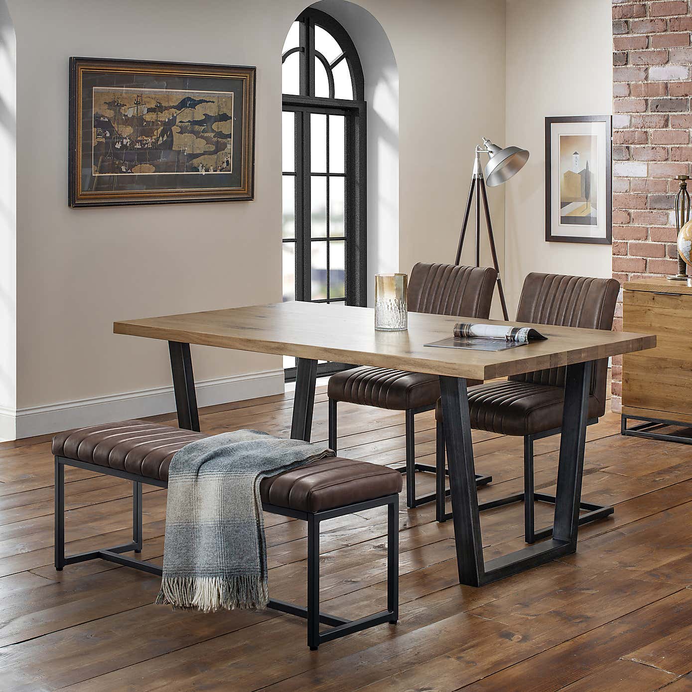 Brooklyn Upholstered Dining Bench Brown Faux Leather