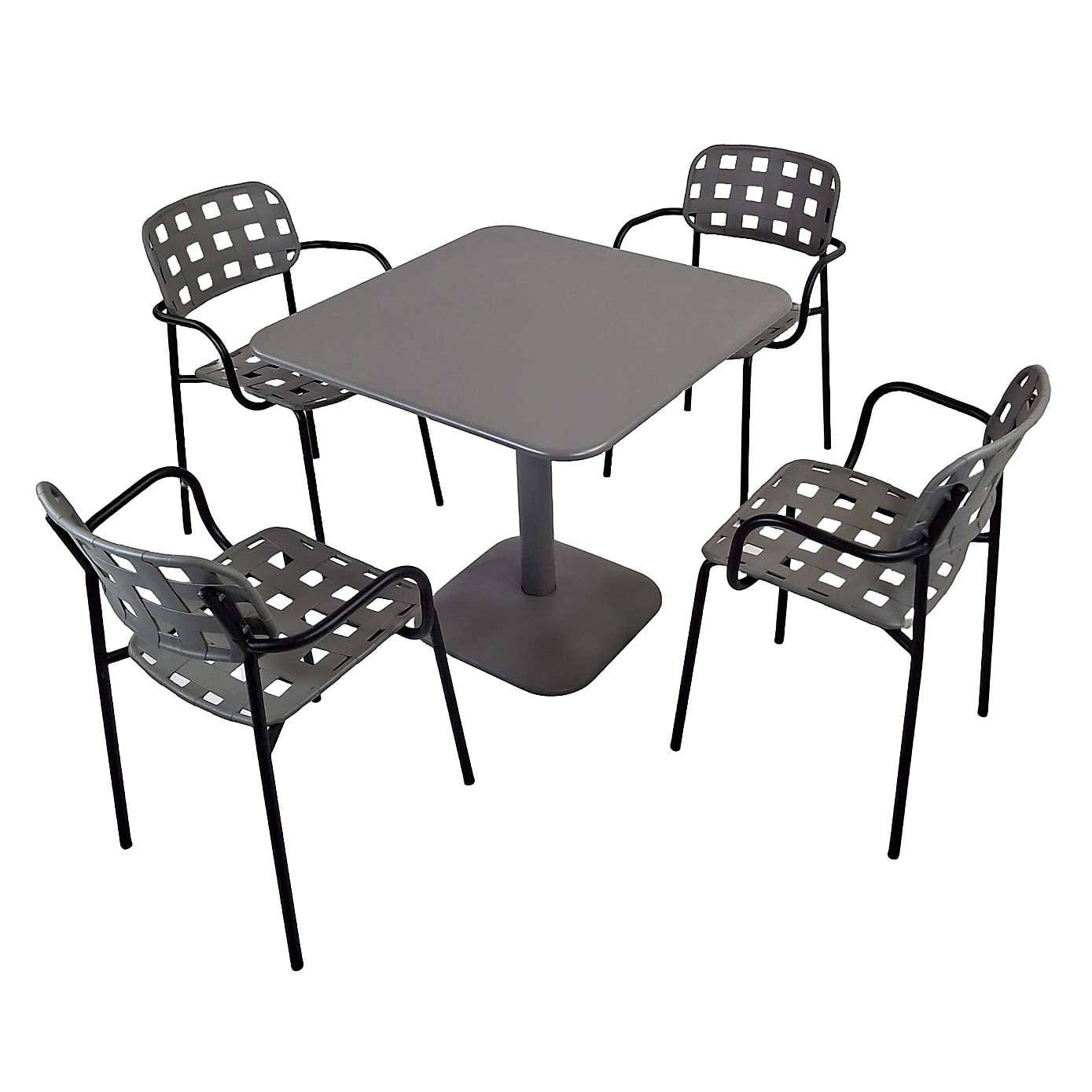 Modura Albin Square Table with 4 Karin Armchairs