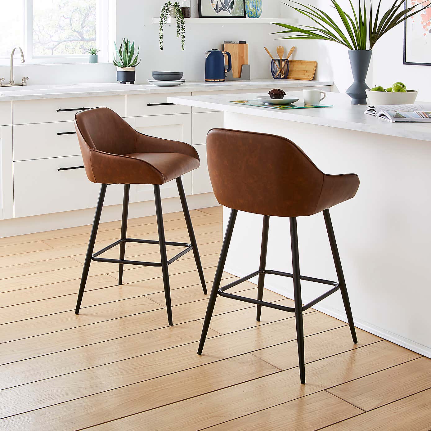 Radleigh Bar Stool, Faux Leather Tan