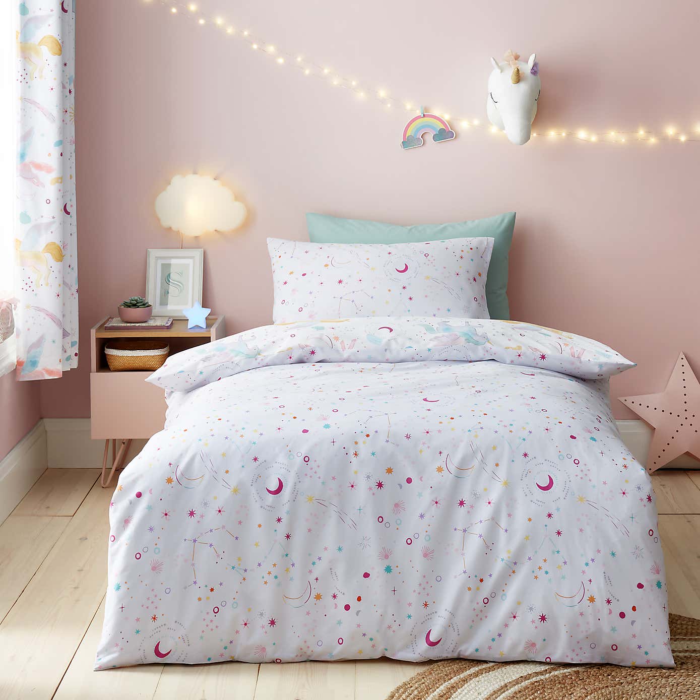 Celestial Unicorn Reversible Polycotton Duvet Cover & Pillowcase Set