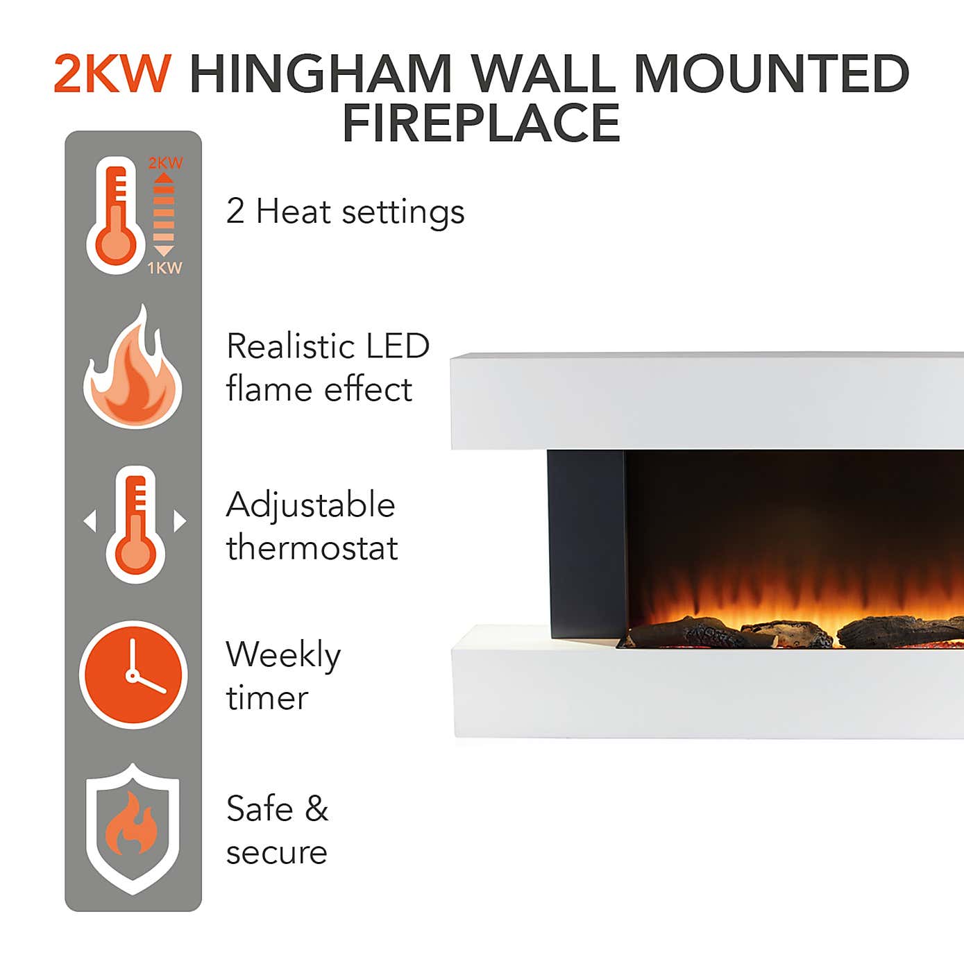 Hingham Wall Mounted Fireplace