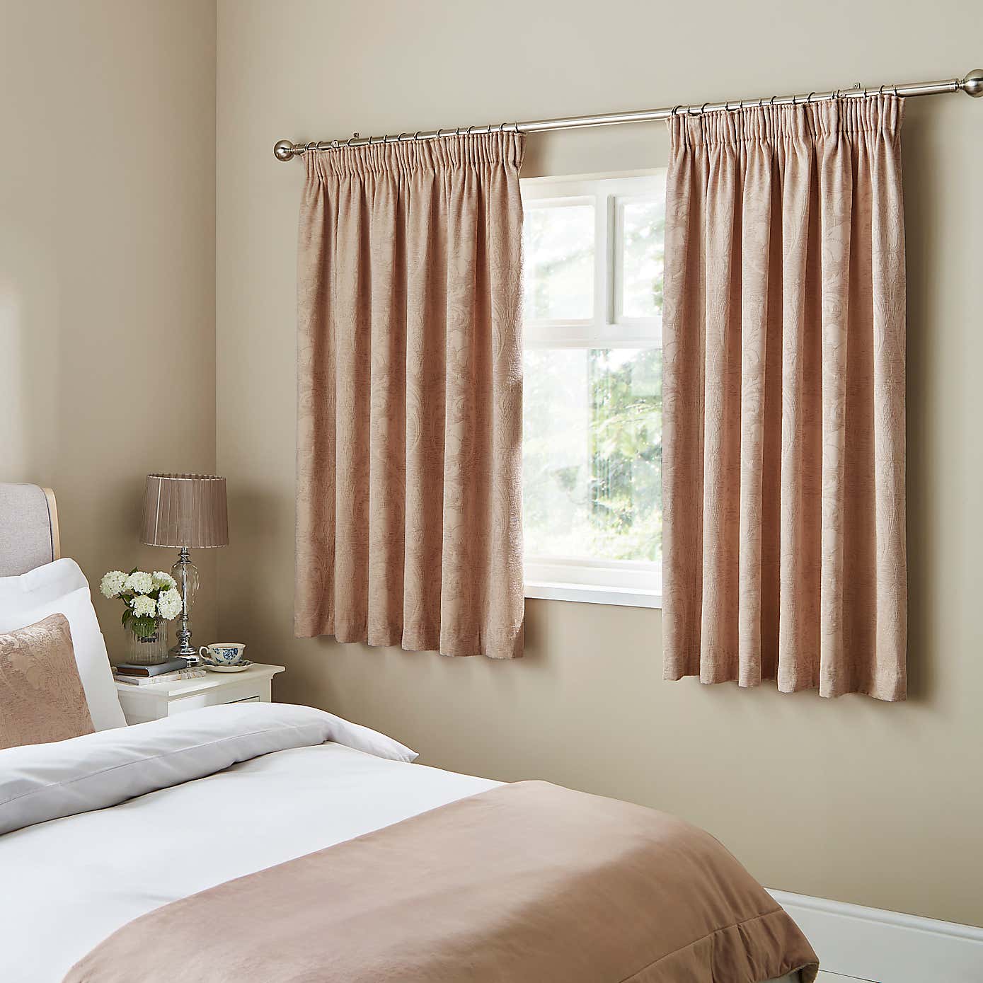 Zahra Chenille Jacquard Pencil Pleat Curtains